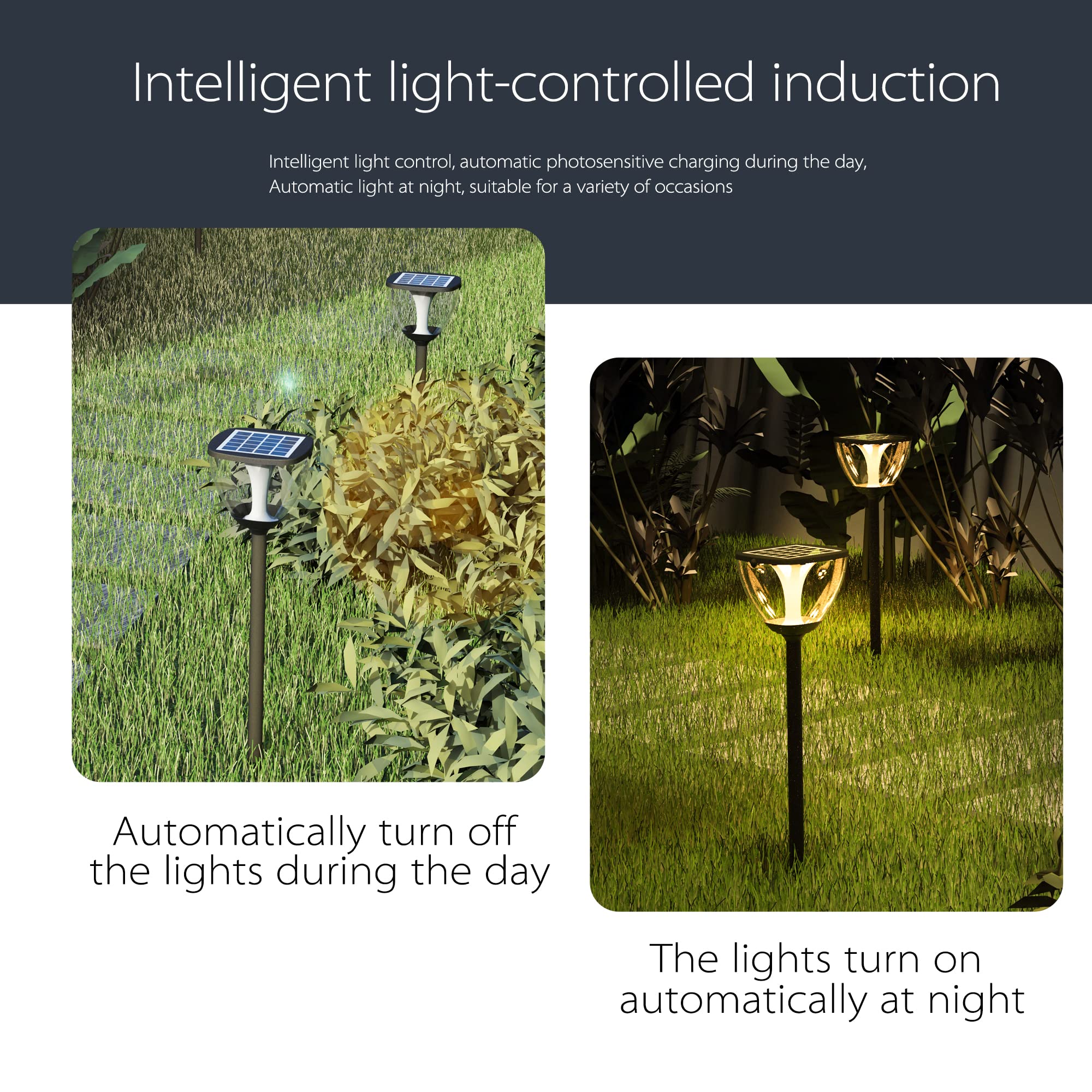 duowelly Lampione Solare Led Esterno con Palo,LED Luci Solari per Sentieri IP65 Impermeabile,Wireless Luce Solare con 3 Modalità,per Patio, Cortile,Vialetto,Percorso,83CM Alluminio(1 Pack)