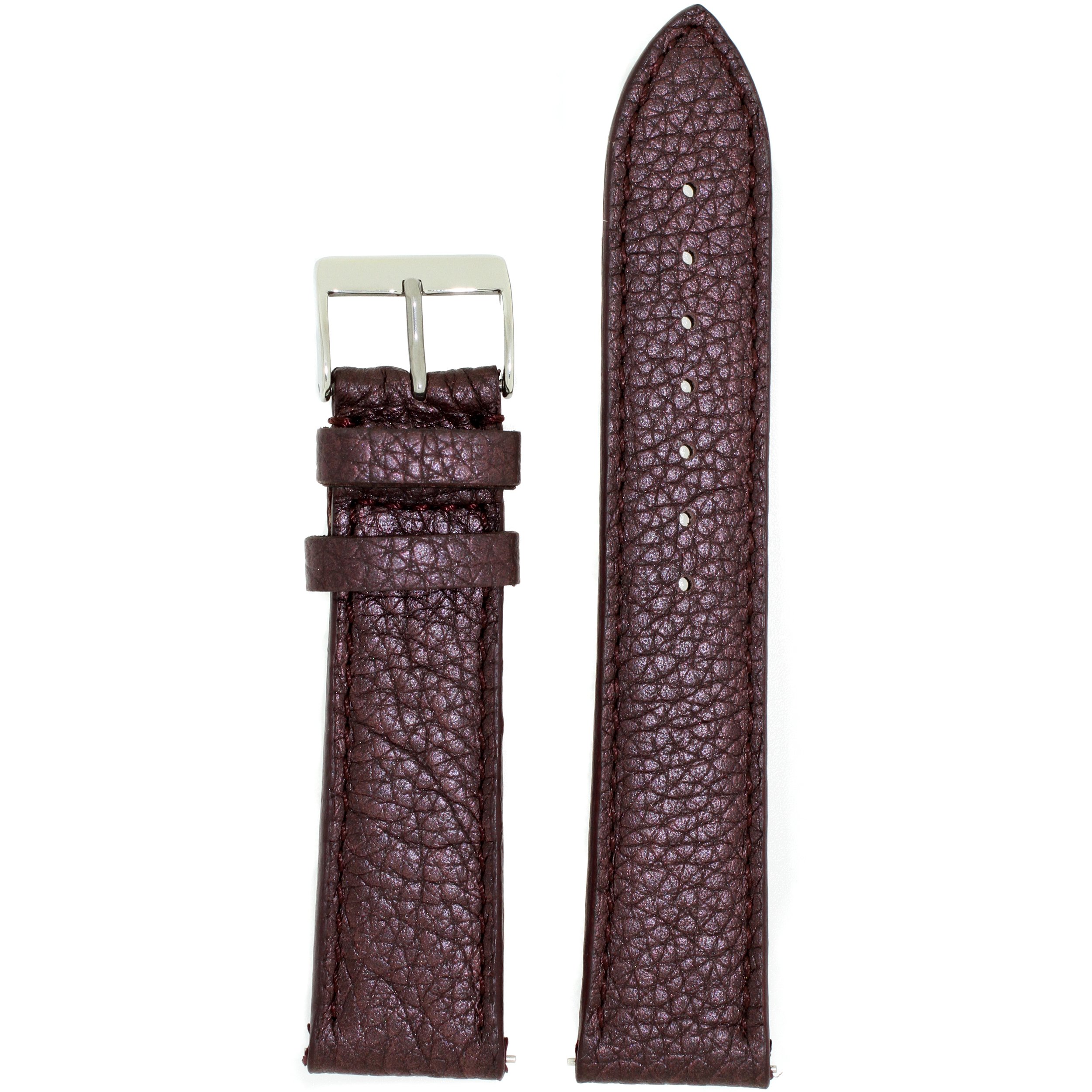 Tech Swiss Watch Band Genuine Leather Plum Purple Quick Release Built-in Pins 20 millimeters