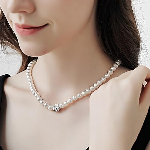 Miniatura 4 de Juego de collar y aretes de perlas sintéticas, joyería de boda nupcial para mujer, 3 piezas, Perla de imitación, Perla