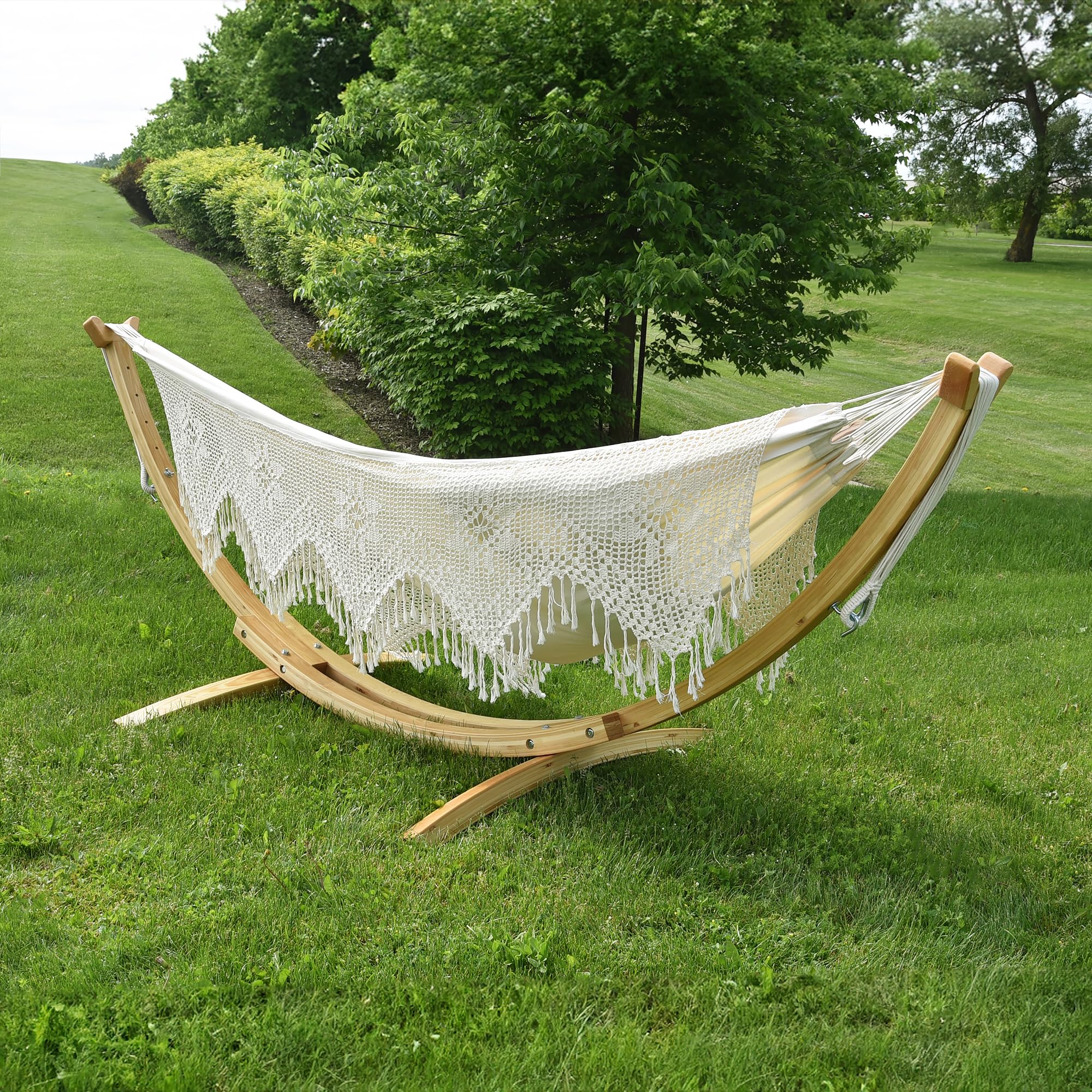 Vivere Support de hamac en pin massif - Bois naturel - Longueur : 3 m - Capacité : 204 kg