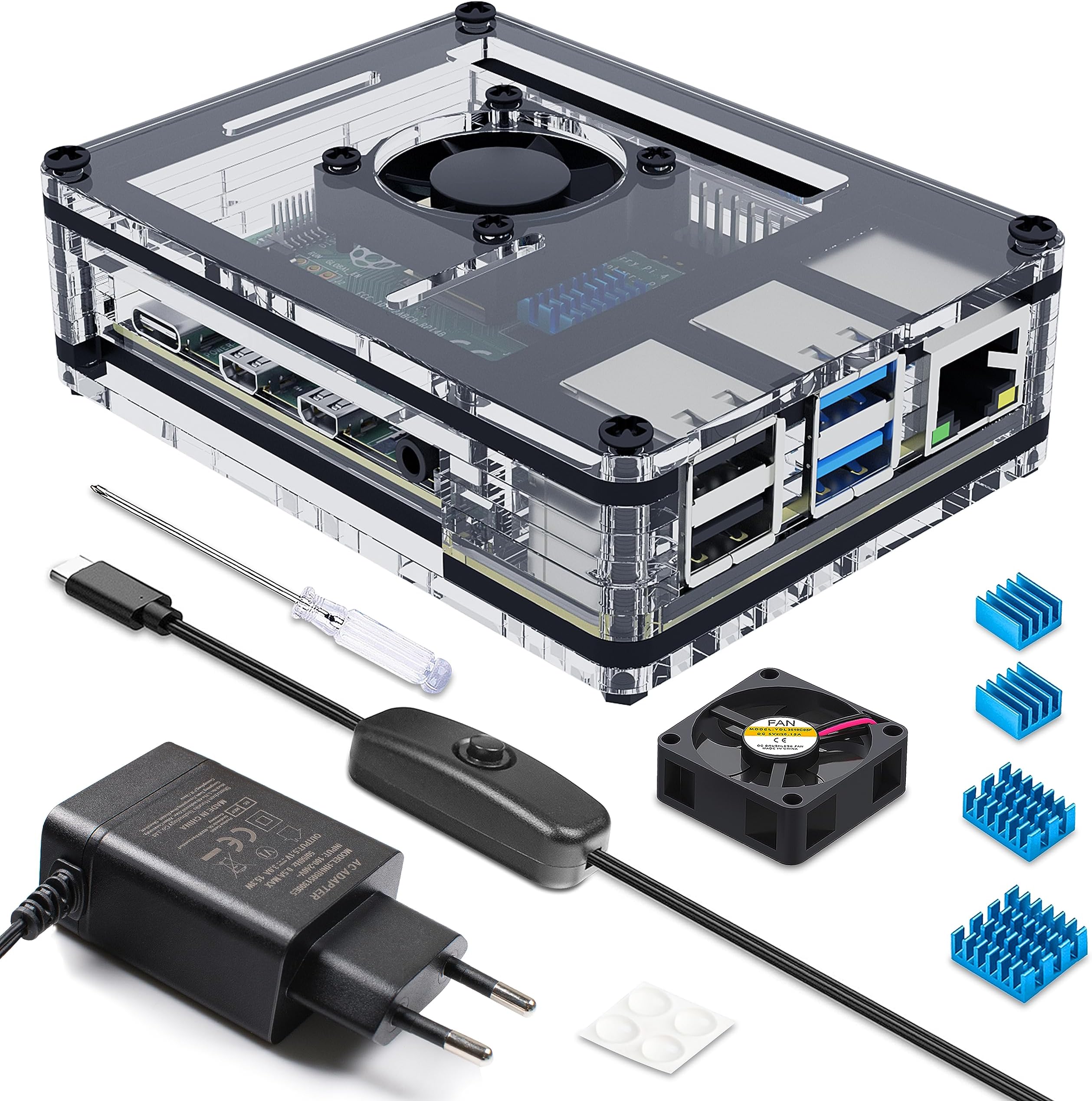 Miuzei Custodia in metallo per Raspberry Pi 5, 1 viti, con ventola