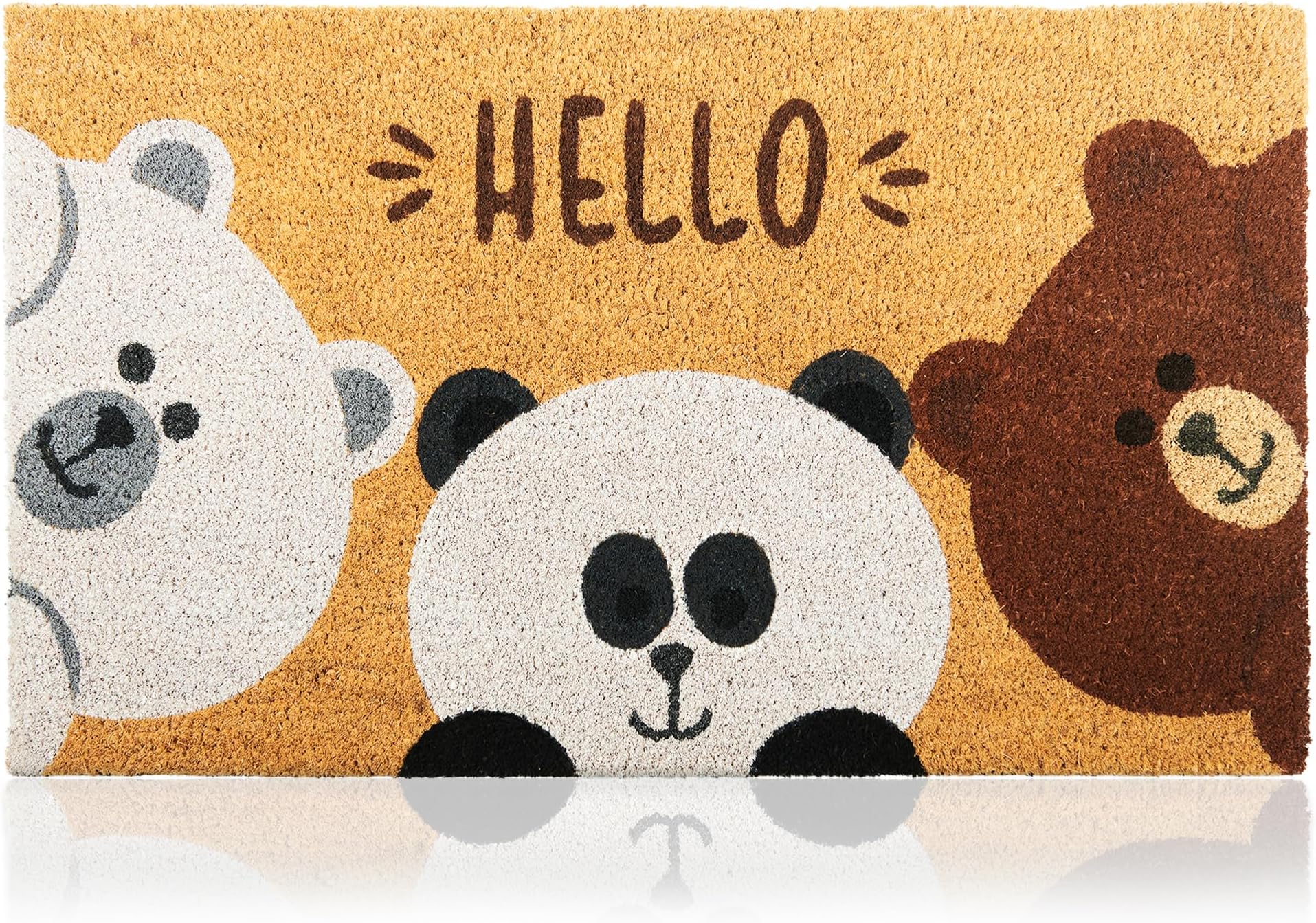 Hello Coconut Fibre Bears Doormat – 70 x 40 cm – Non-Slip Doormats – Original Door Mats for Home, Hallways, Exterior Doors – Home Accessories – Durable Material