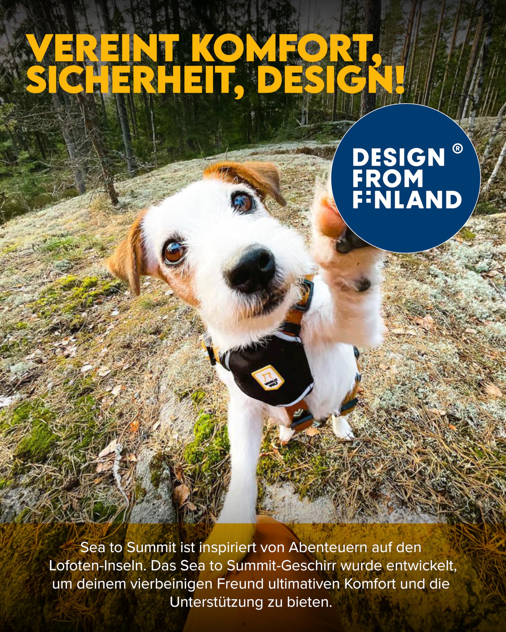 Woolly Wolf Sea to Summit Dog Harness XXS - Hundegeschirr für kleine Hunde aus recyceltem Polyester, Verstellbar für perfekte Passform, Reflektoren für erhöhte Sichtbarkeit