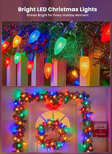 Miniatura 4 de Luces de camino de Navidad C9 para exteriores, 25.7 pies, 20 luces LED C9 para pasarela de fresa con estacas de marcador, tira de luces C9