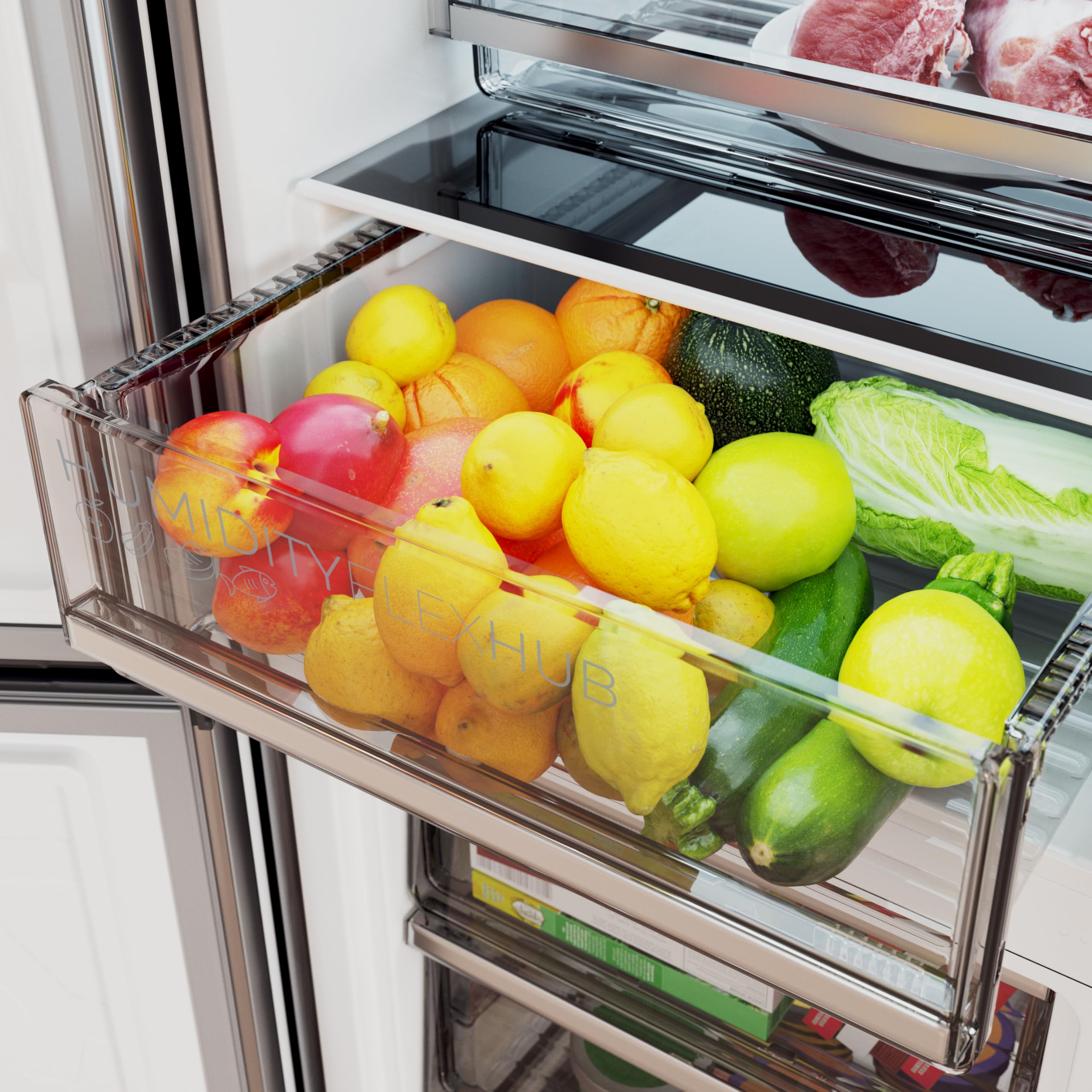 Cecotec Frigorífico Combi 335L No Frost Bolero CoolMarket Combi 335 Inox E. Altura 195,3cm y 59,5cm Ancho, Compresor Inverter Plus, Bajo Consumo, Estantes de Cristal, Cajón Control de Humedad, Inox