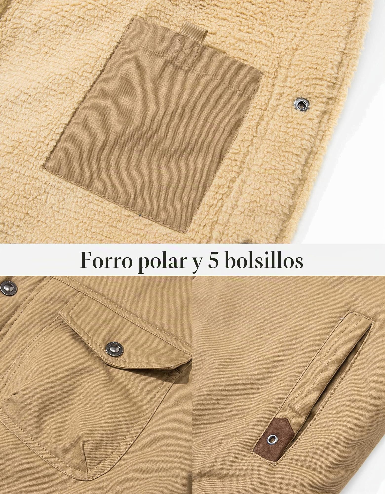MAGCOMSEN Chaquetas de camionero para hombre, abrigo casual de invierno, chaquetas tipo cargo de algodón cálido con 5 bolsillos