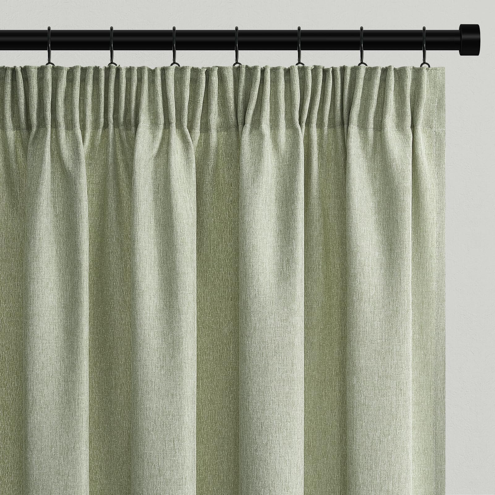 Topfinel Gardine Boho Vorhang 2er Textur aus Baumwolle und Leinen Gardinen mit Kräuselband Leinenvorhang Halbtransparent Linen Curtains for Wohnzimmer