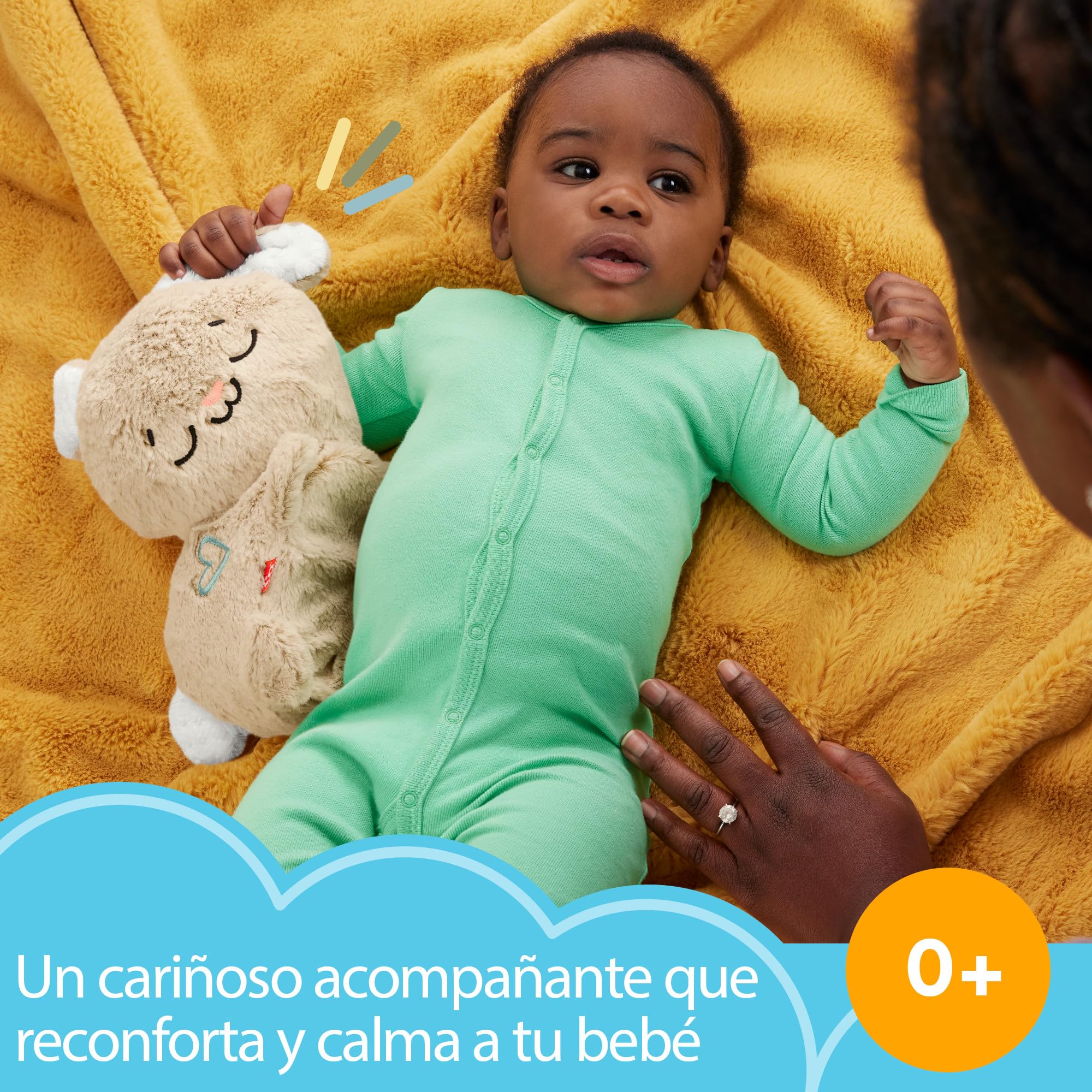 Fisher-Price Conejito Hora de Dormir, Peluche para bebés Que Ayuda a relajar y calmar al bebé con Sus Movimientos rítmicos, Luces y música, Juguete Regalo para recién Nacidos, HXG97