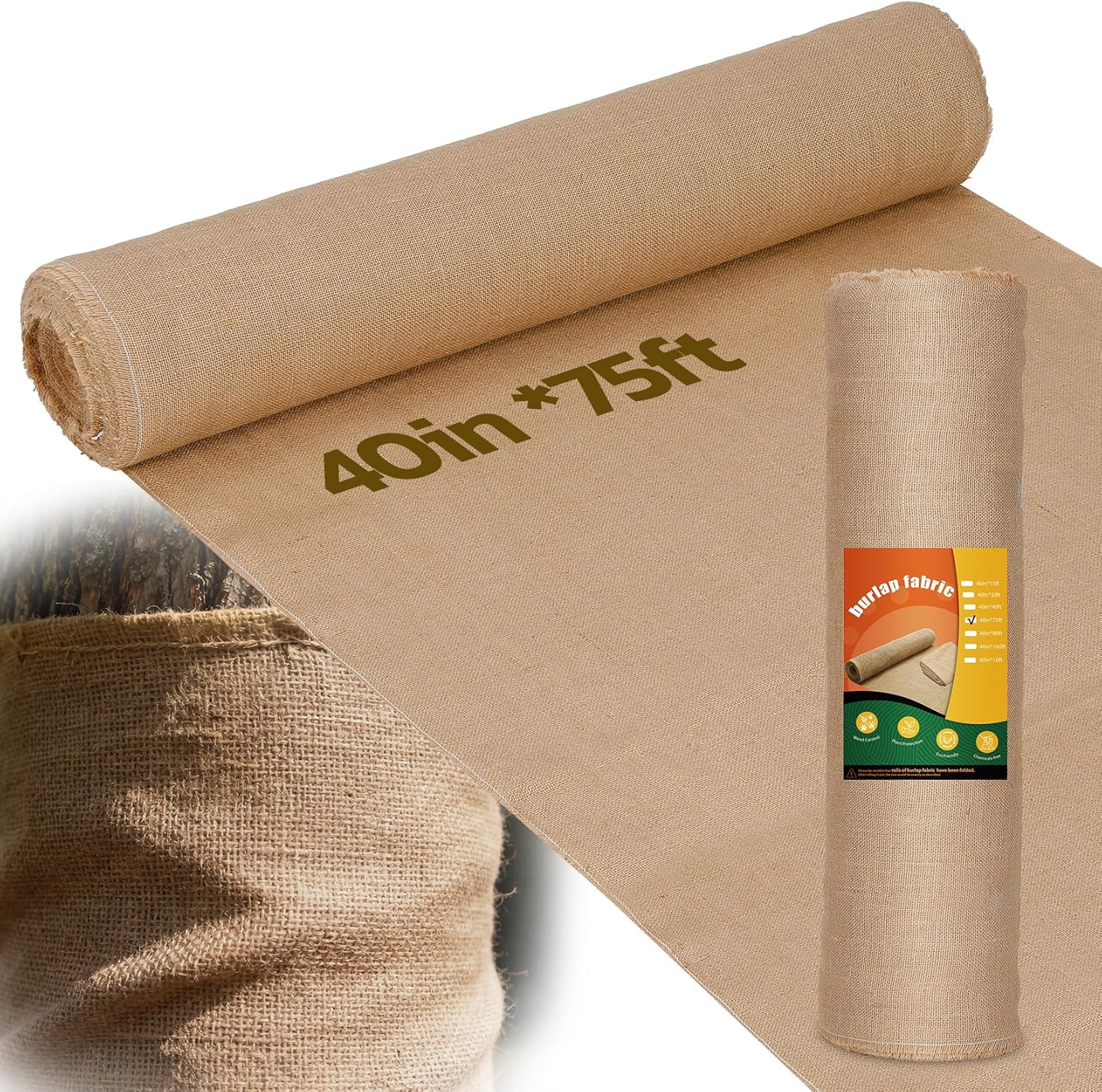 40 Inch x 30 Feet Garden Burlap Fabric - Heavy Duty Burlap Roll, High Density Jute Fabric Natural Burlap for Plant Protection, Weed Barrier, Wedding Decor and DIY Crafts