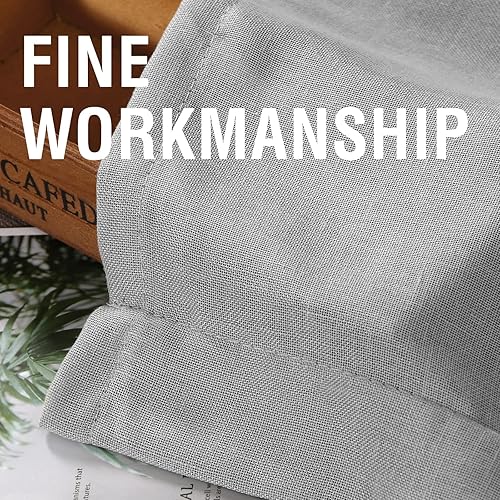 Miniatura 5 de H.VERSAILTEX Cortinas de lino natural de 108 pulgadas de largo para sala de estar, 2 paneles con pestaña trasera, bolsillo texturizado, filtrado de