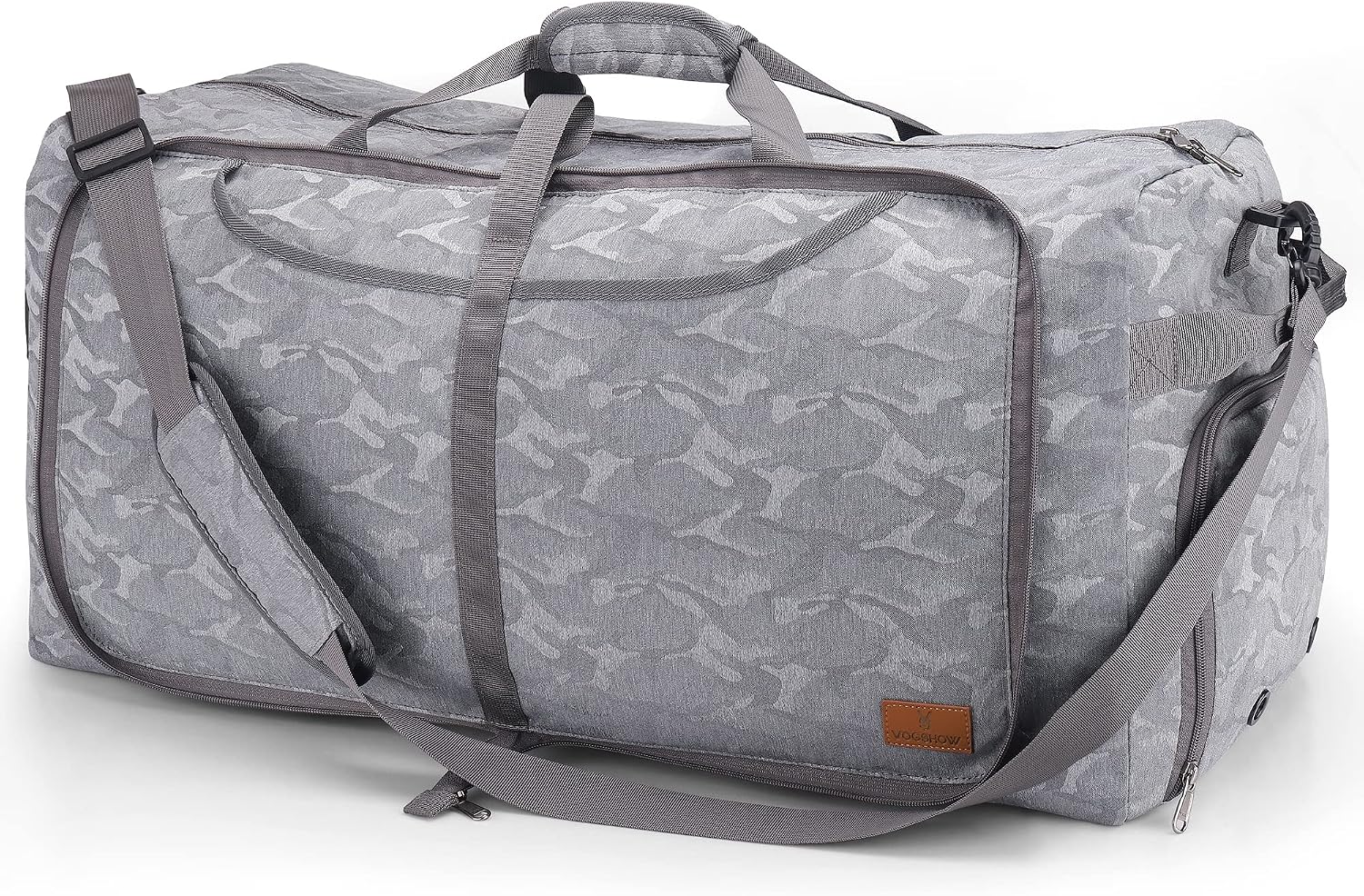 60L Duffle Bag, VS VOGSHOW Duffle Bag for Travel Foldable Gym Bag with Shoe Compartment, Waterproof Meduim Duffel Bag for Men, Weekender Overnight Bags for Women