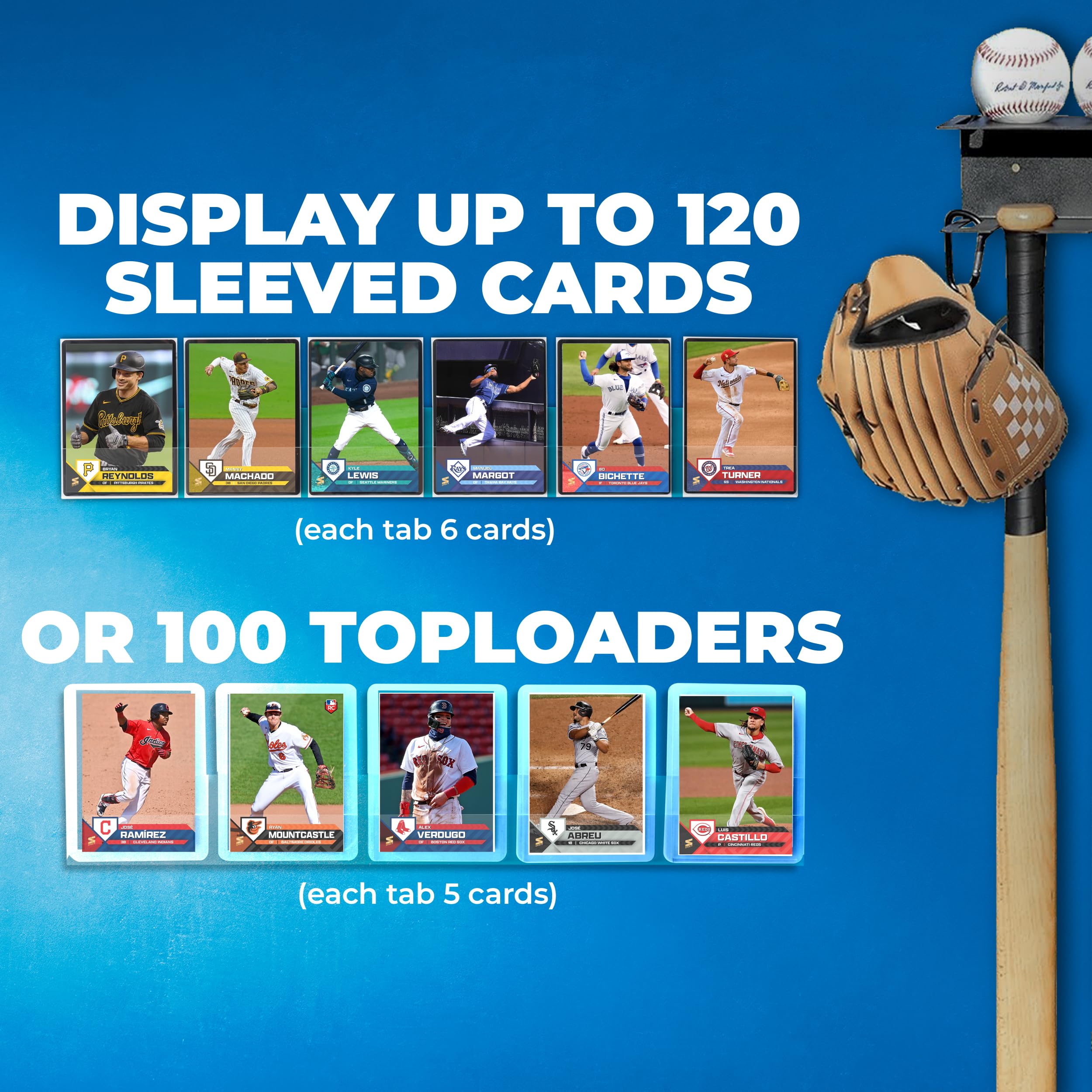 Tapeera 20-Pack PET Baseball Card Display Case - Hold Up to 120 Cards Wall Mount - Sleeved Card and Toploader Display - Sport Card Trading Card Display Rack - for Polaroid Instax Display