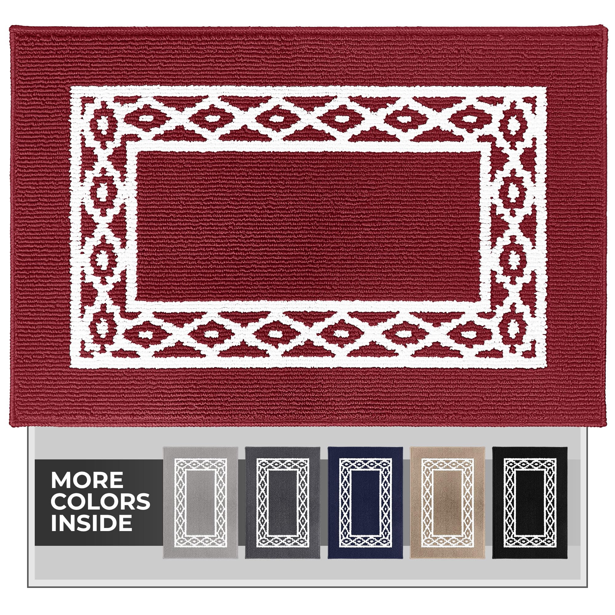 RugMast Premium Quality Polypropylene Indoor Door Mat - Beautiful Design with Non-Slip Backing, Washable & Low Profile Doormat - Ideal for Entryway