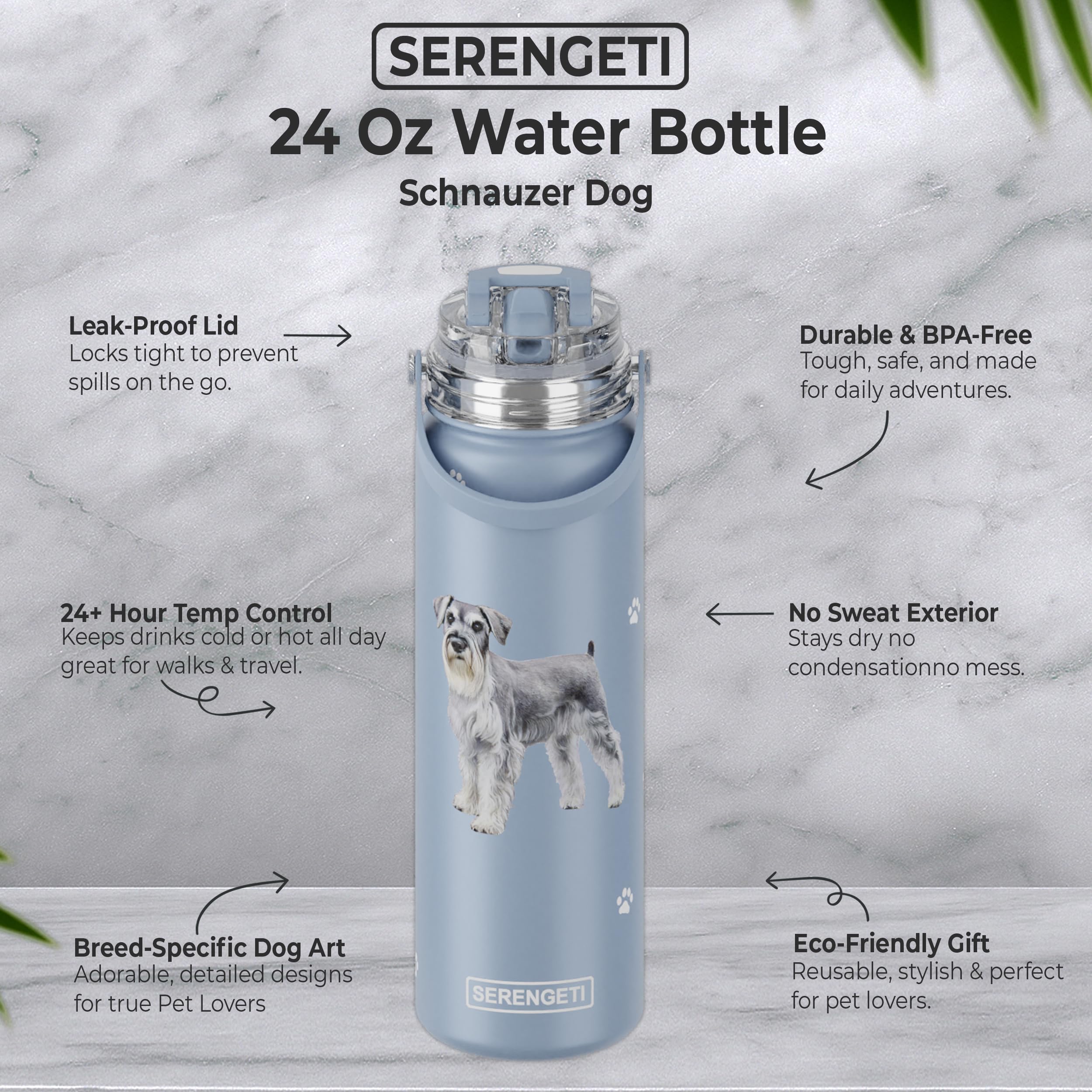 Pet Supplies : SERENGETI 24 Oz Water Bottle Stainless Steel