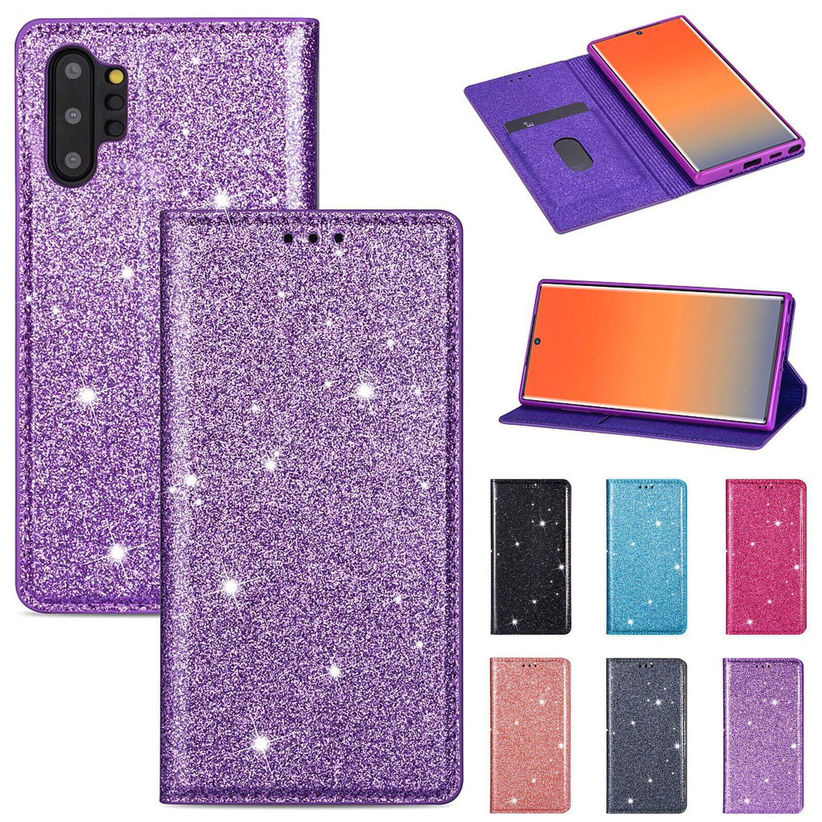 Generic Étui compatible avec Samsung Galaxy S20 FE (couleur : gris) étui portefeuille à rabat magnétique à paillettes en cuir avec porte-cartes