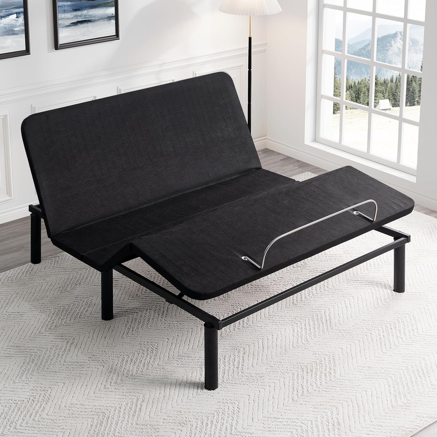 Naomi Home Serenity Queen Adjustable Bed Base, Zero Gravity, Wireless Remote, USB Ports, 800 Lb Capacity, Black Metal Frame, Easy Setup for Enhanced Comfort and Relaxation
