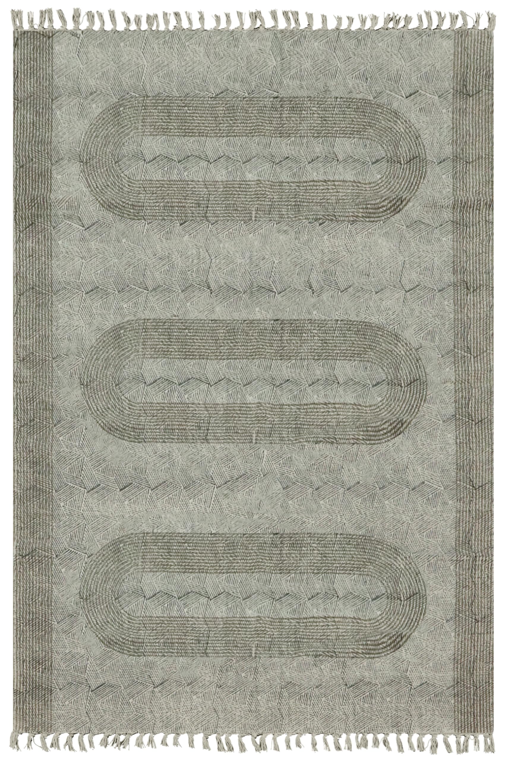 Tapis de sol en coton motif abstrait noir beige salon et chambre