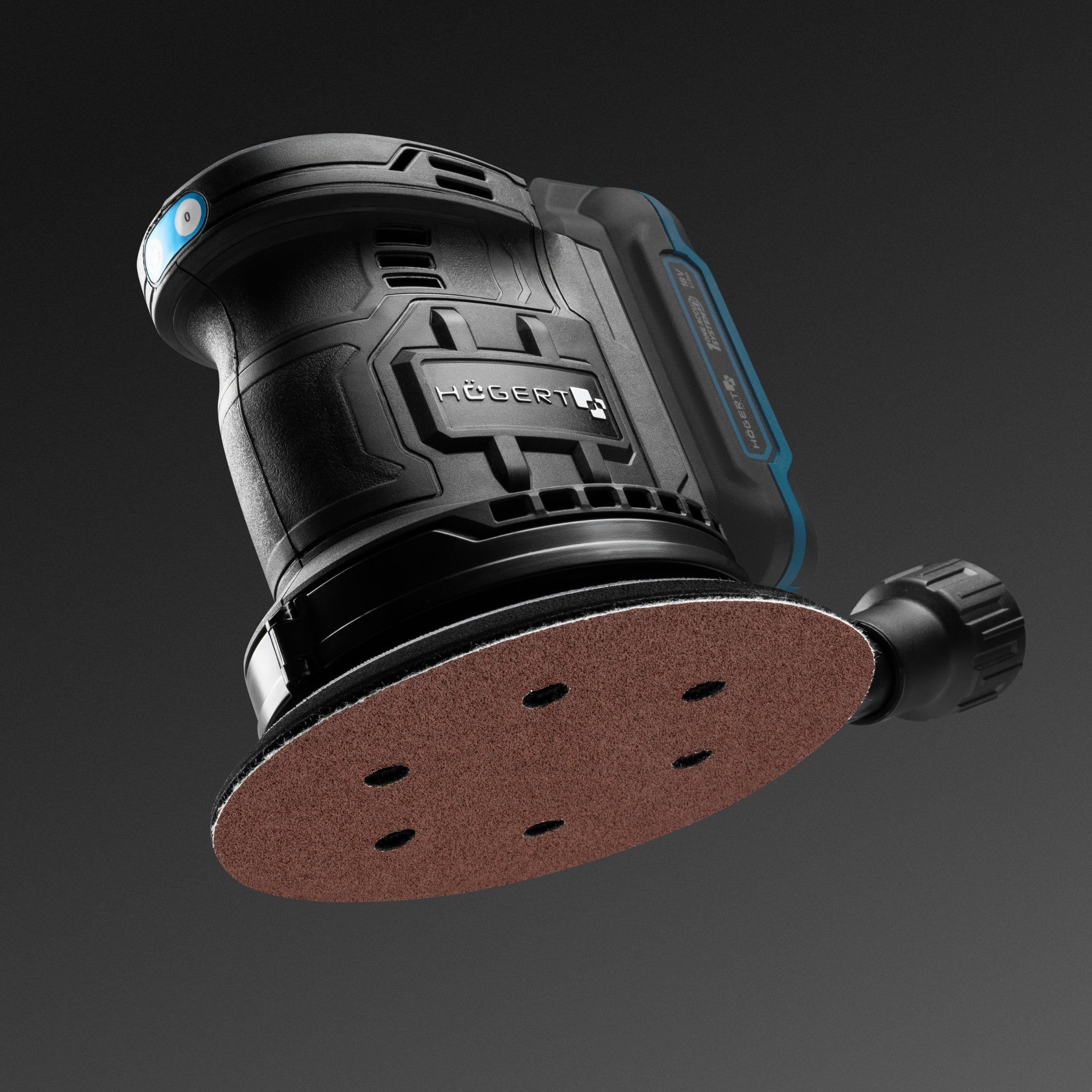 HÖGERT TECHNIK Levigatrice rotorbitale a batteria 150 mm 18V brushless, levigatrice per legno metallo plastica, levigatrice a batteria con regolazione della velocità, senza batteria inclusa