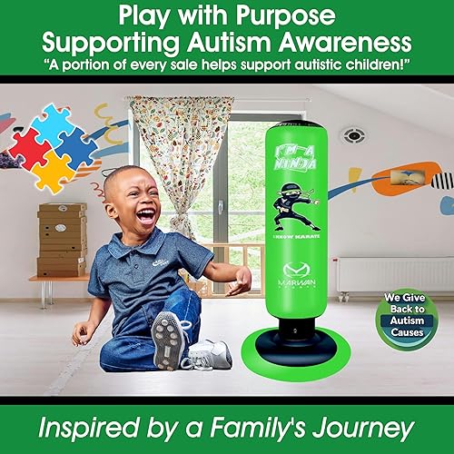 Miniatura 9 de Marwan Sports 5-in-1 Inflatable Punching Bag for Kids – 63" Karate Toy Set with Boxing Gloves, Durable Fast Rebound, Active Play, Stress Relief