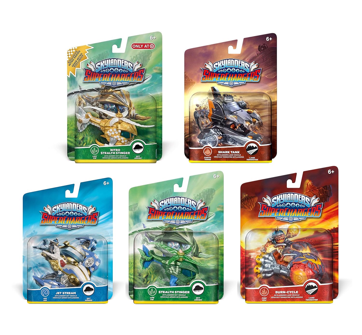Skylanders 5er Set mit Brennzyklen, Jet Stream, Shark Tank, Stealth ...