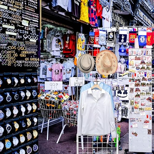 Miniatura 7 de Zonon 2 paneles de rejilla de pared de 6 pies con patas en T, paneles de rejilla de alambre de metal, estante de exhibición de alambre de pie para