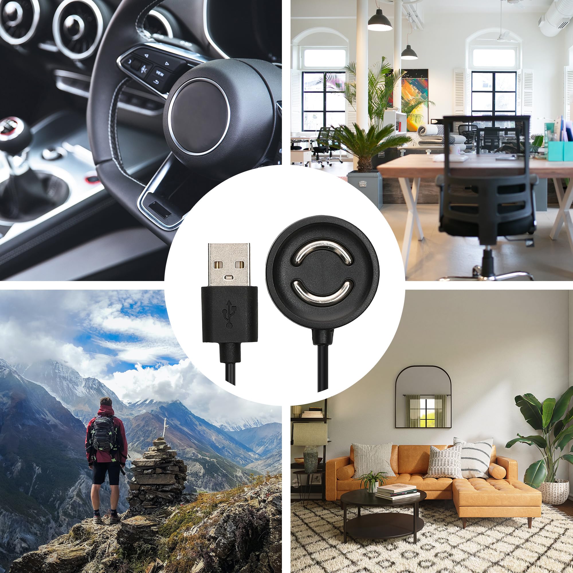 kwmobile Câble USB Compatible avec Suunto Peak 9 câble - Câble Rechange Chargeur Fitness Tracker Montre connectée - Noir (Lot de 2)