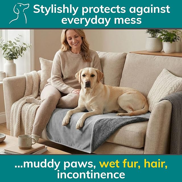 Foto 2 de 8 de Manta 100 % impermeable para perros grandes, forro polar suave, lavable, para proteger el sofá, el automóvil