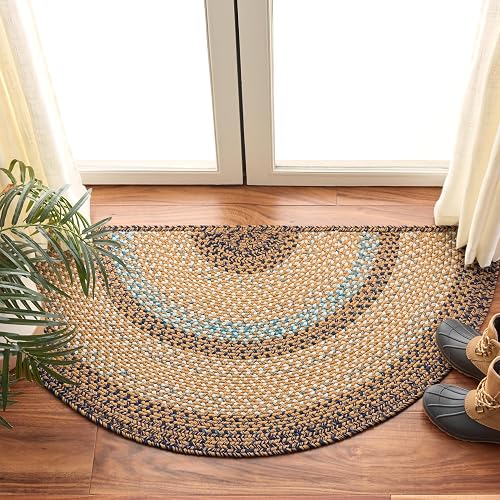 SAFAVIEH Braided Indoor/Outdoor Accent Rug (Brown & Navy)