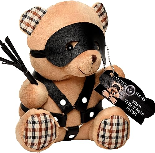 Miniatura 8 de MASTER SERIES Oso BDSM para hombres, mujeres y parejas. Suave oso de peluche con temática BDSM M. Regalo lindo y sexy. 1 pieza, beige y negro.