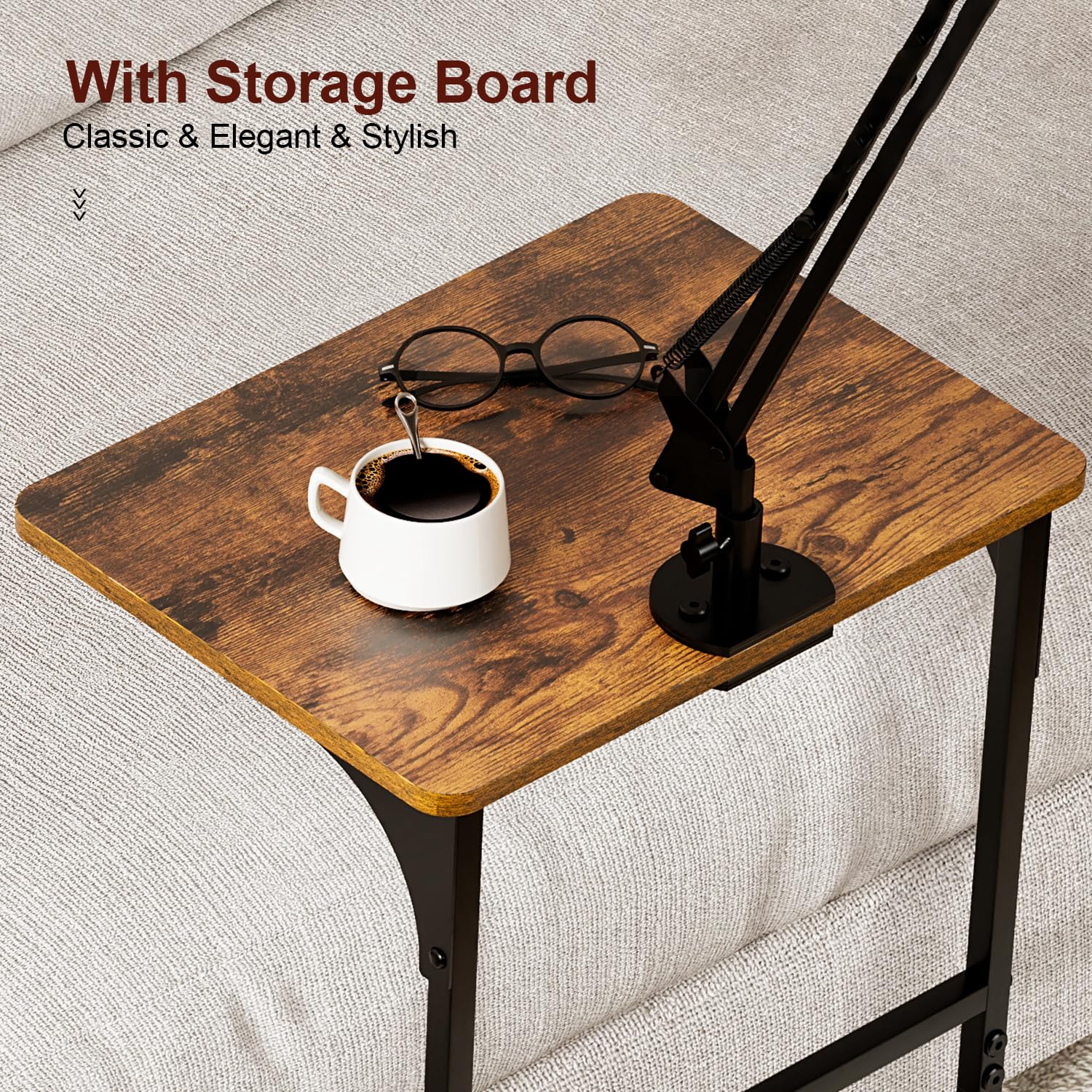 Ständer für Kindle, Tablet, iPad, mit 2-stöckigen Ablagen, winkelhöhenverstellbar, für iPad, Tablet, Kindle, Bett mit 360 Grad drehbaren Rädern, kompatibel mit 11,9 cm - 33 cm (4,7 - 13 Zoll) Kindle