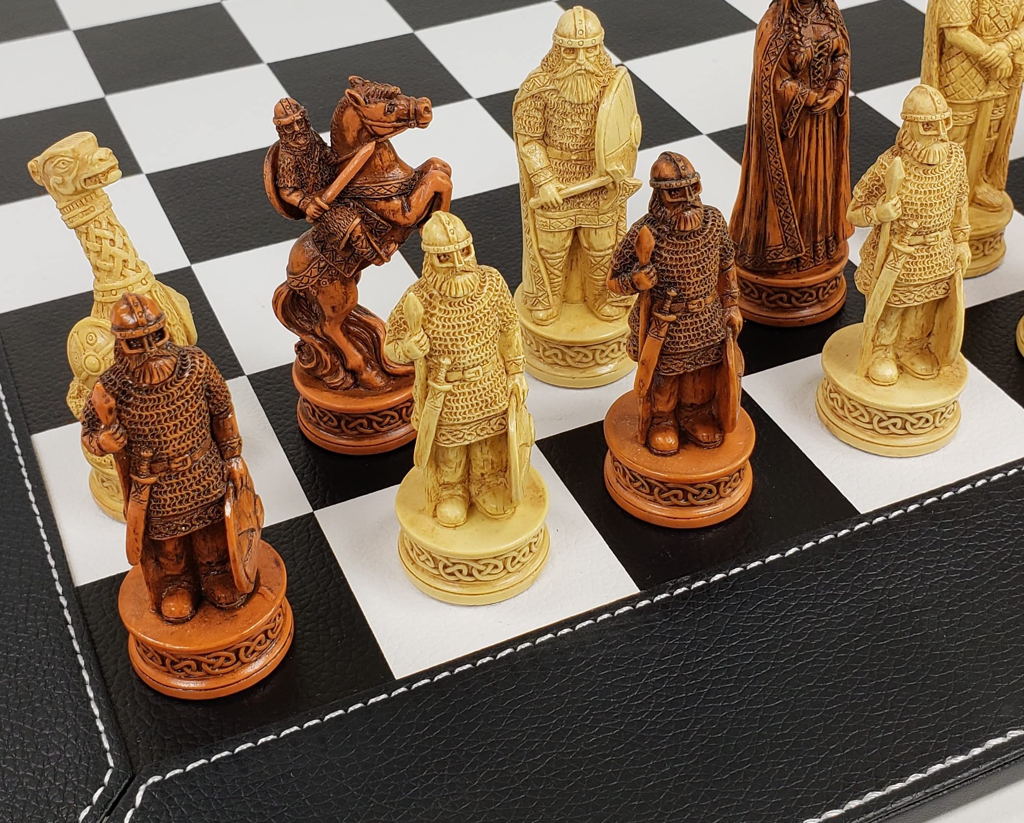 Amazon.com: Antique Ivory & Brown Norse Viking Chess Set with 18