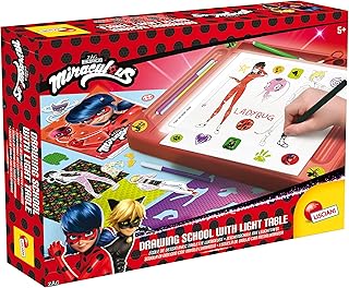 Lisciani Miraculus Drawing Kit with Lady Bug Light Table Creative Craft Sets for Children from 5 Years Transparent Paper + Templates + Stencils + Felt Tip Pens + Scissors + Stickers for Painting