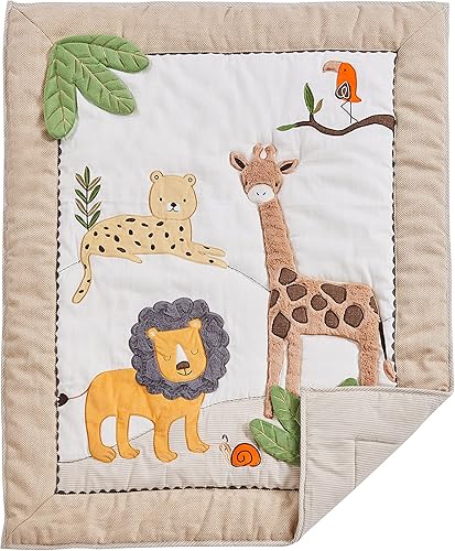 Miniatura 3 de Levtex Baby - Zuma - Juego de cama para cuna - Juego de guardería - Selva - Gris pardo, verde, marrón, crema - Animales de la selva - Juego de 4