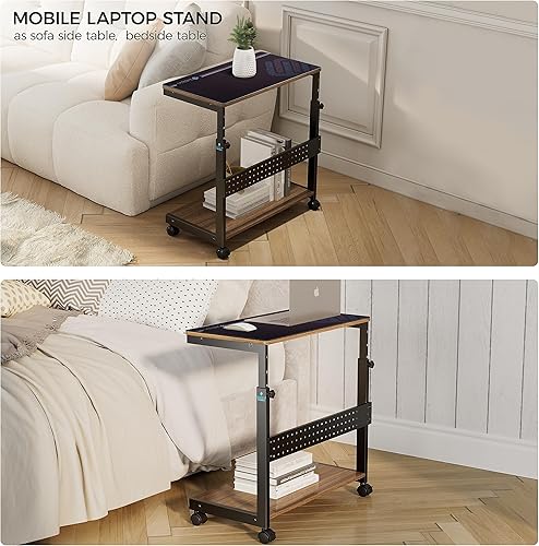 Miniatura 8 de EUREKA ERGONOMIC Carrito de computadora con soporte para PC, soporte de torre ajustable de 2 niveles para impresora ATX, carrito de metal con ruedas