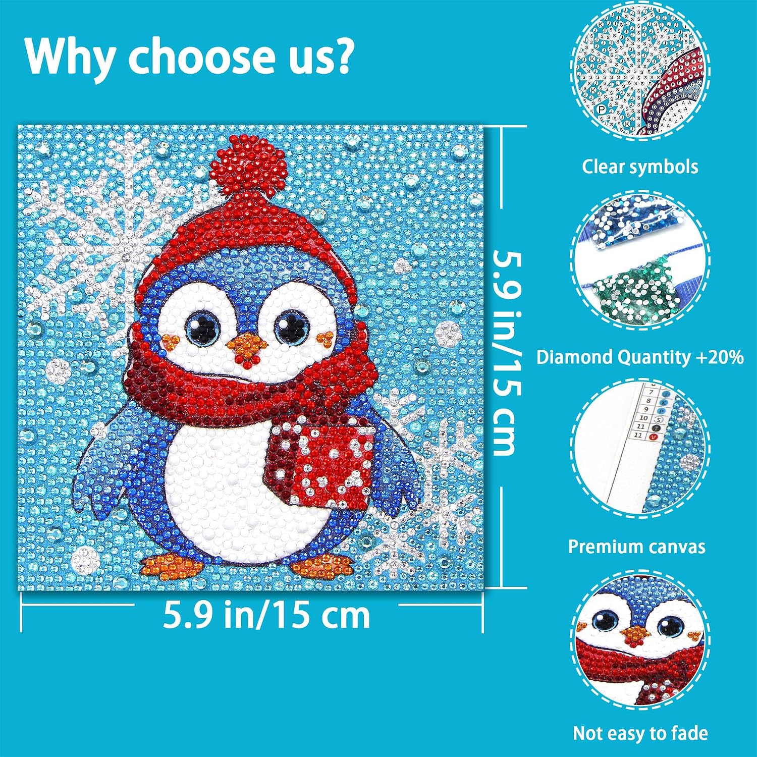 Libfx Diamond Art Kits for Kids 4 Pcs Diamond Art for Girls Boys Beginners Arts and Crafts for Kids(Penguin Panda) image 4