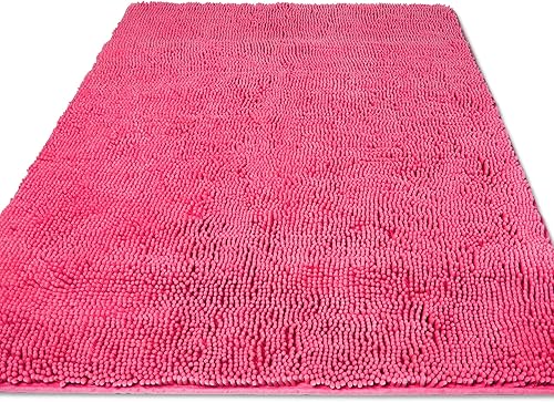 Miniatura 202 de Yeaban Alfombras de baño gris oscuro – Gruesas alfombras de baño de chenilla | Alfombras de baño absorbentes y lavables antideslizantes, alfombras