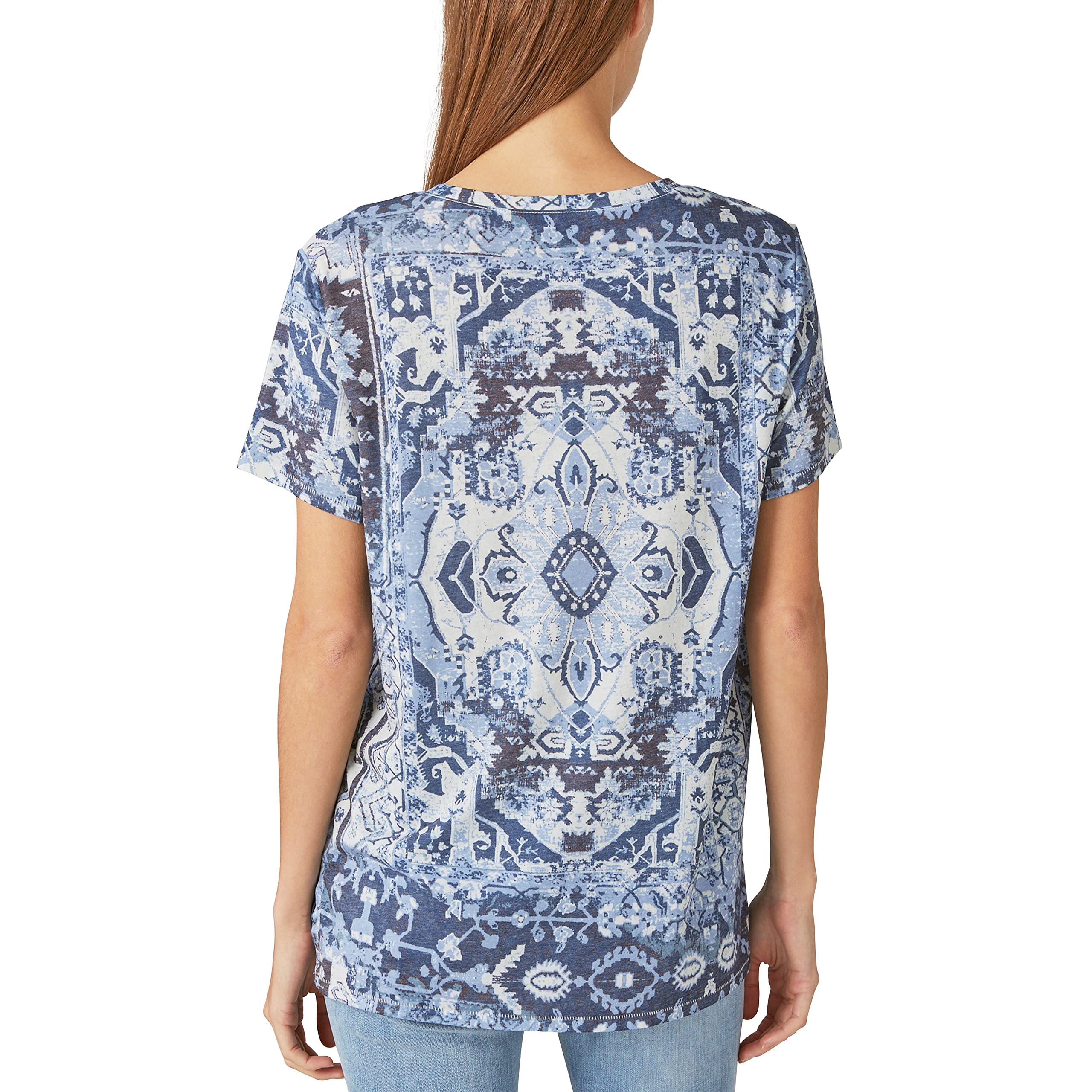 Lucky Brand Printed Scoop Neck tee Camiseta Estampada con Cuello Redondo Mujer (Pack de 1)