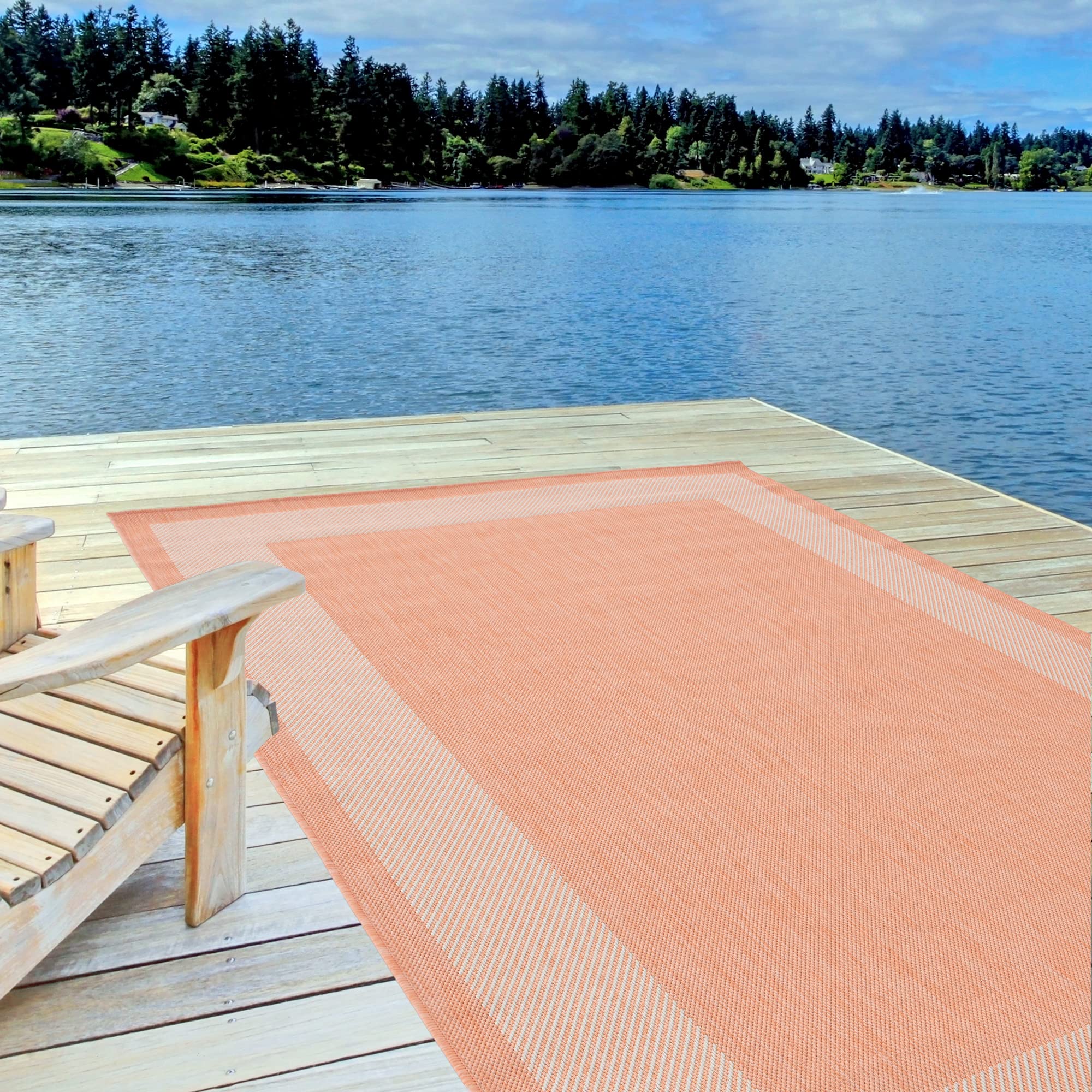THE RUGS Outdoor Rug – Weather & UV Resistant Outdoor/Indoor Area Rugs - Durable Rugs for Patio, Deck, Garden, Kitchen, Bathroom or Living Room - Orange, 80 x 150 cm