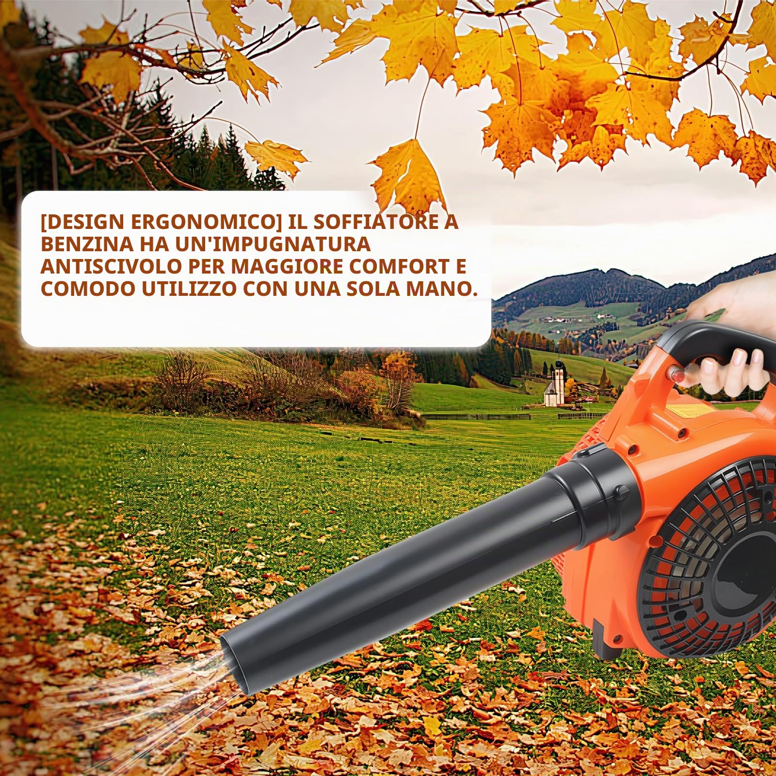 Soffiatore portatile a benzina, soffiatore per foglie, soffiatore senza fili, 26 cc, soffiatore da giardino, 380 CFM, motore raffreddato ad aria a 2 tempi, per foglie, terrazze, giardini