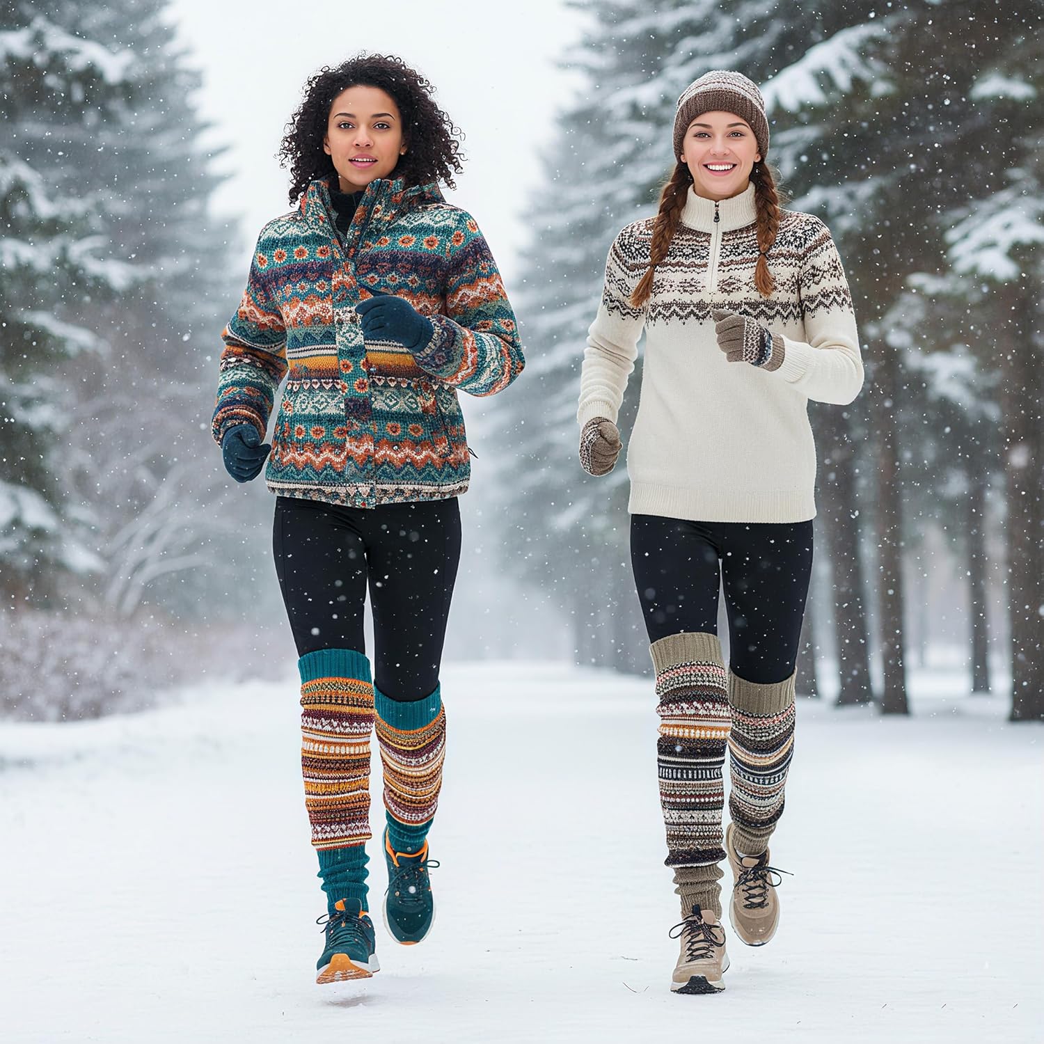 HUAMULAN Women Long Leg Warmers Winter Bohemian Cover Boot Cuffs Knit Crochet Over Knee Christmas Boho - Image 8