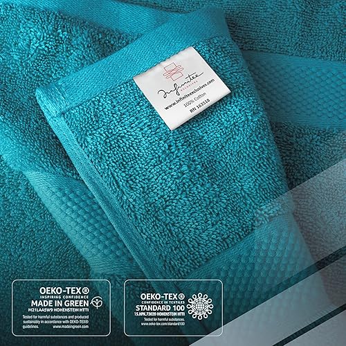 Miniatura 96 de Infinitee Xclusives Juego de 4 toallas de baño blancas de alta calidad para baño (27 x 54 pulgadas), toallas de baño 100% algodón hilado en anillo