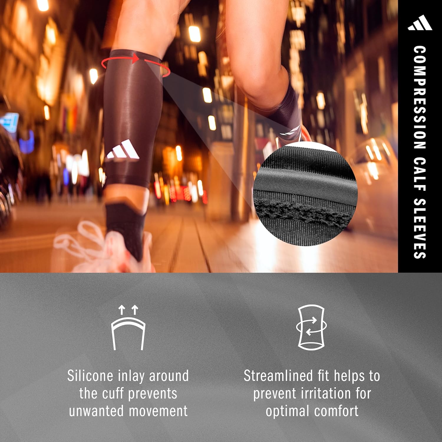 adidas Aeroready Compression Calf Sleeves, Lightweight, Moisture-Wicking Calf Compression Sleeves - Image 5