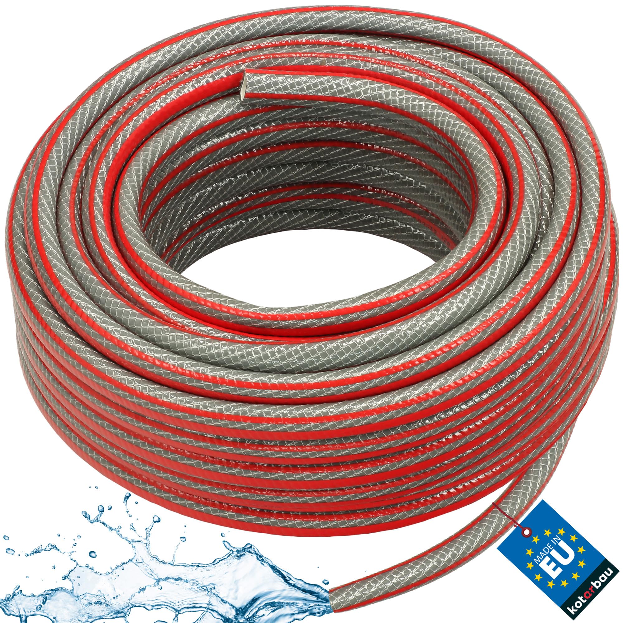 KOTARBAU Garden Hose 3/4 Inch 50 m Grey Professional for Watering Plants 6-Ply
