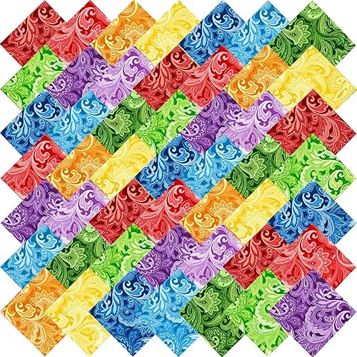 Miniatura 14 de 200 unidades de 4 x 4 pulgadas, color sólido, precortados, 100% tela de algodón, paquetes de tela para coser y acolchar