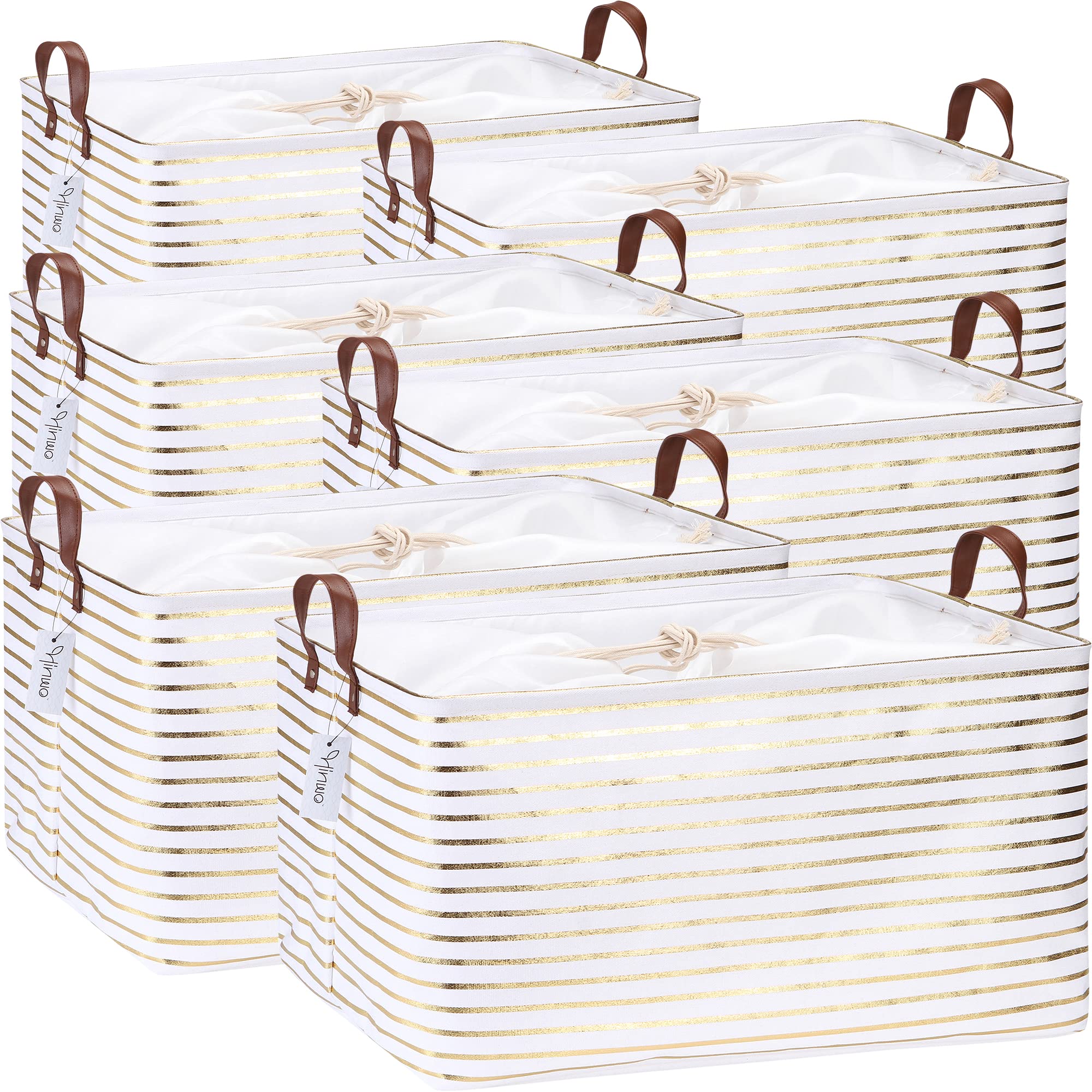 Hinwo 70L Extra Large Storage Bins, 6-Pack Closet Organizers and Storage, Foldable Clothes Storage Baskets with Handles, Containers for Clothing,