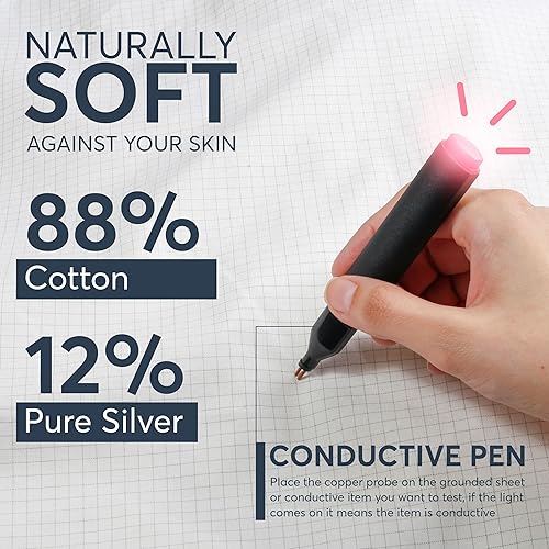 Miniatura 4 de Emberix Grounding Sheets King Size - Sábana de tierra 88% algodón y 12% plata pura, sábanas de tierra naturalmente suaves para descanso y bienestar,