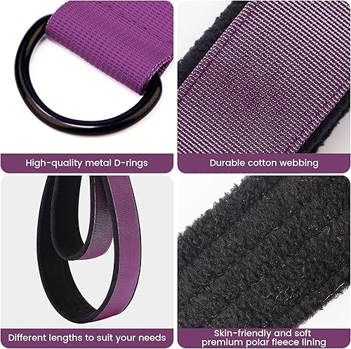 Miniatura 3 de 2 correas cómodas de doble bucle para Pilates de grosor mejorado, correa de anillo en D para gimnasio en casa y accesorios de entrenamiento de yoga