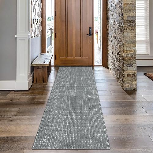 Miniatura 6 de Alfombra de pasillo de 2 x 8 pies, alfombra de baño tejida de algodón bohemio, reversible, tejida, lavable, para interiores y exteriores, alfombra