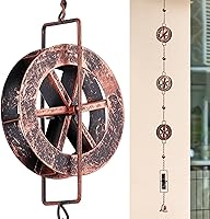 Vista 8 de Cadena de lluvia para canalón de 5-7/10 pies, cadena captadora de lluvia con rueda de agua para jardín exterior, arte decorativo