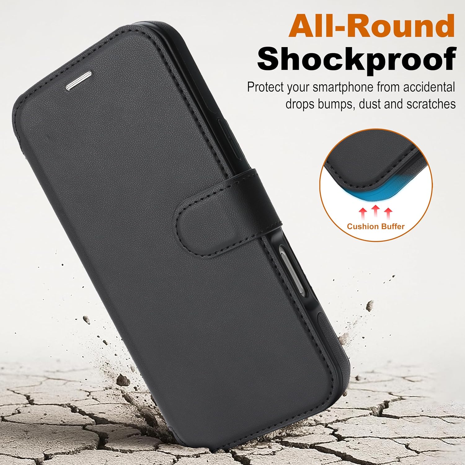 for iPhone 17 Pro Max Wallet Case with [RFID Blocking] Card Slot, MagSafe-Fit, 2-in-1 PU Leather Flip Fold Stand Shockproof Magnetic Detachable Phone Case for iPhone 17 Pro Max,Black